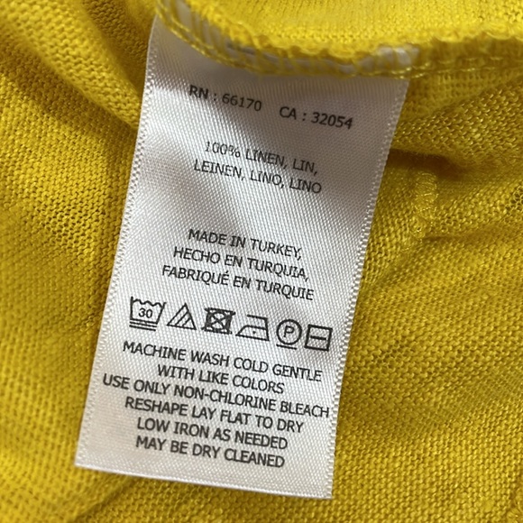 Maeve By Anthropologie XS Top Tee Bright Yellow 100% Linen EUC - Picture 7 of 8